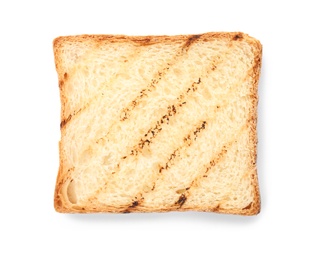 Photo of Toasted bread on white background, top view