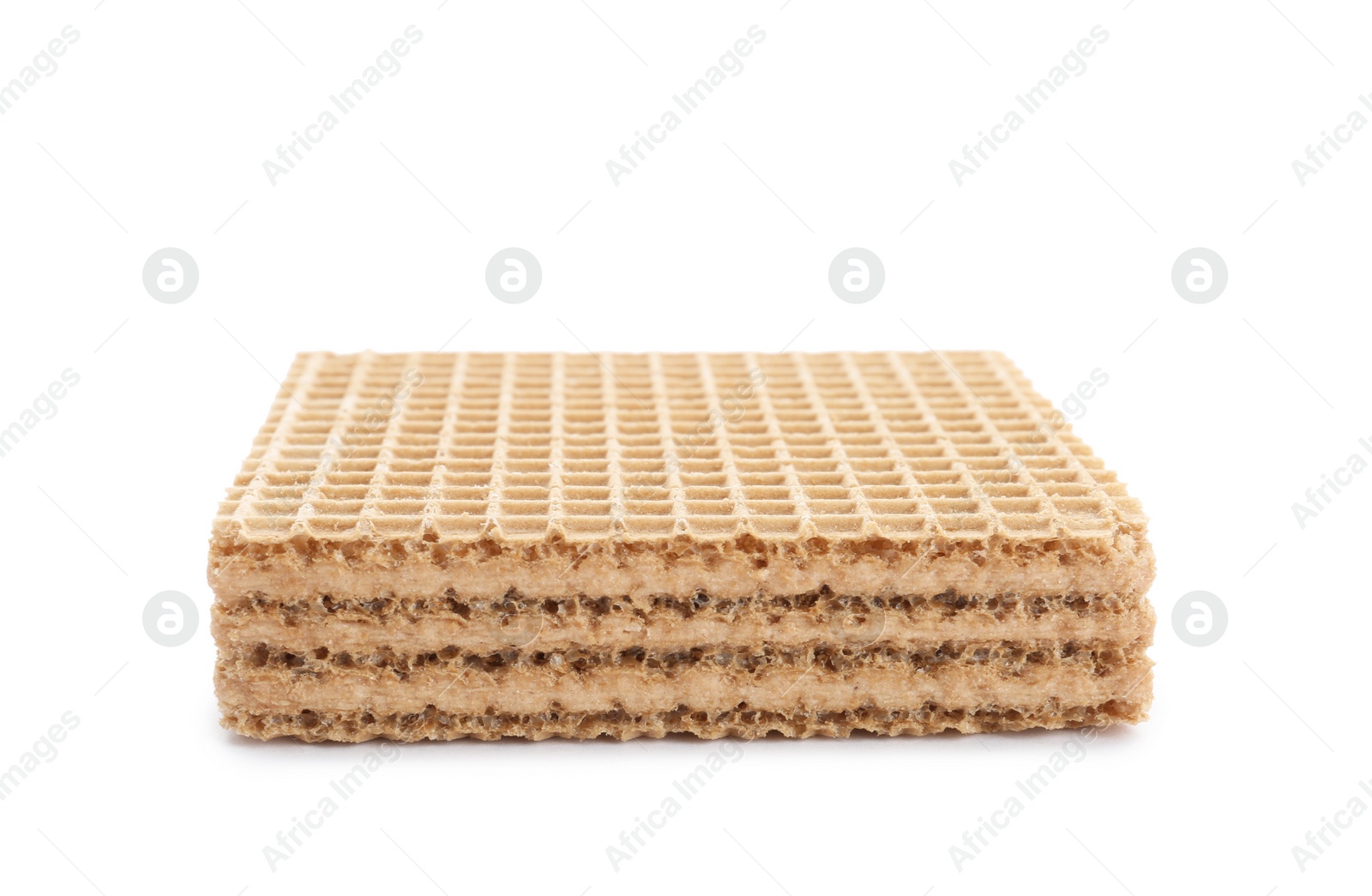 Photo of Delicious crispy wafer on white background. Sweet food