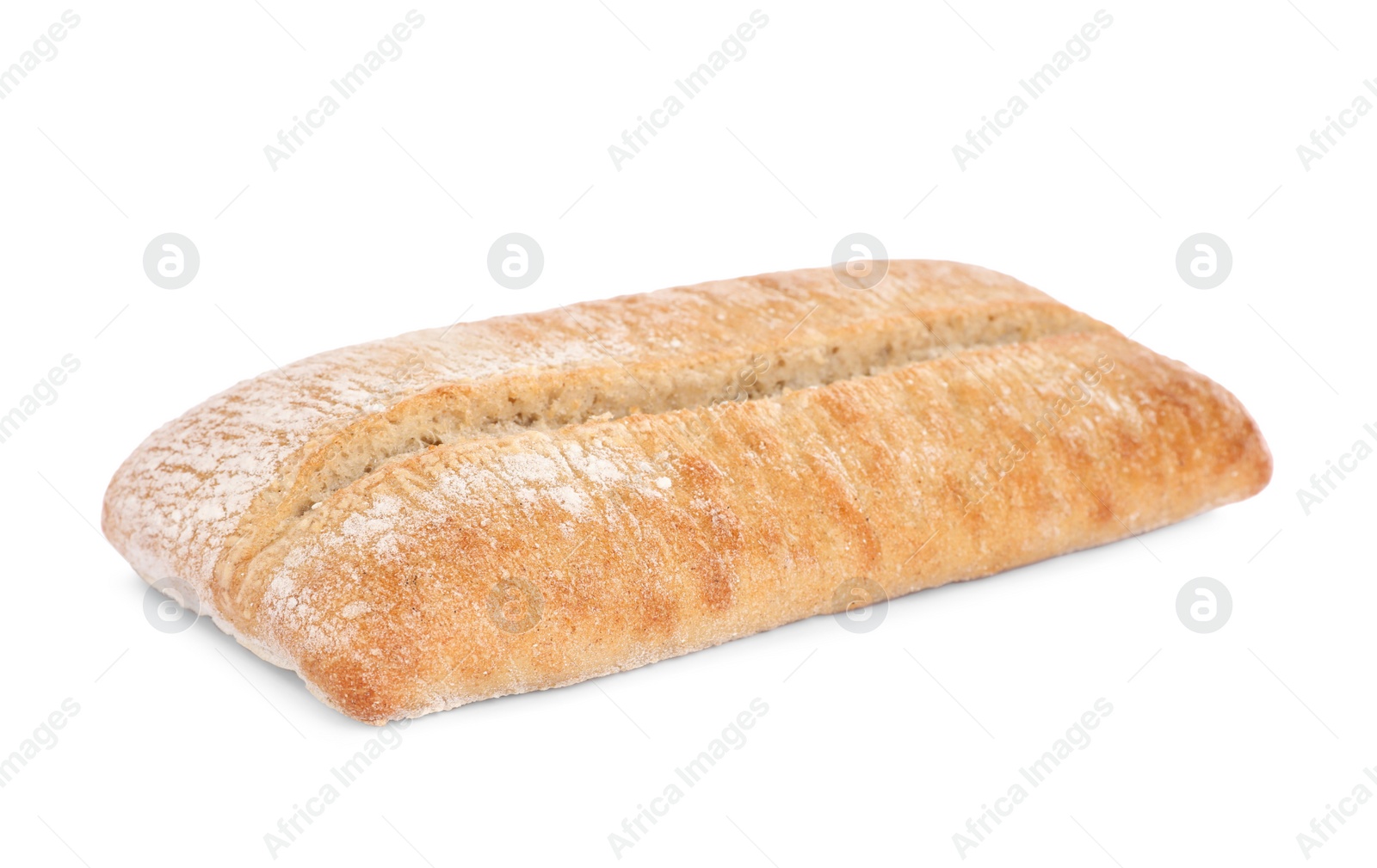 Photo of Crispy ciabatta isolated on white. Fresh bread