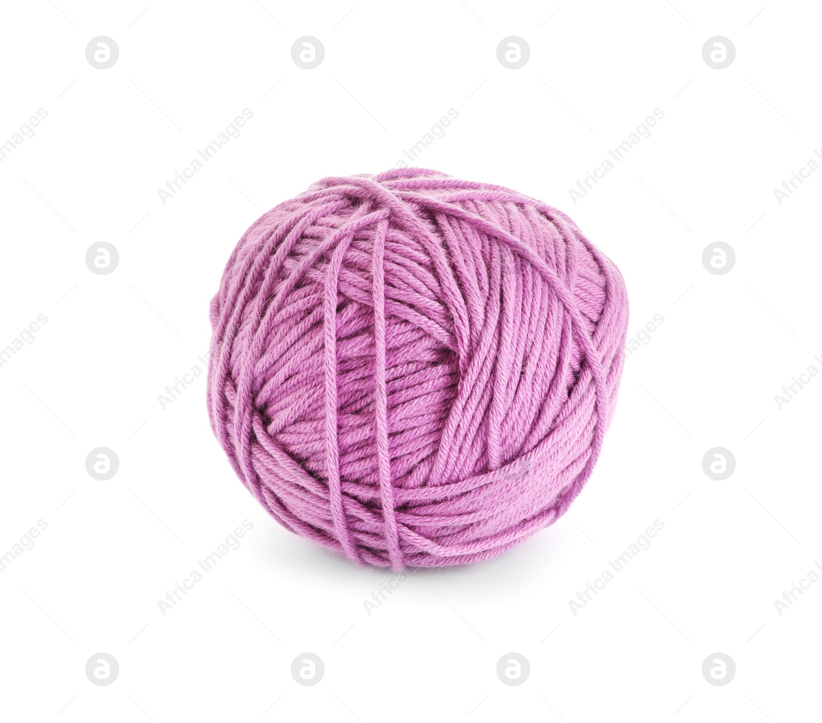 Photo of Soft lilac woolen yarn isolated on white