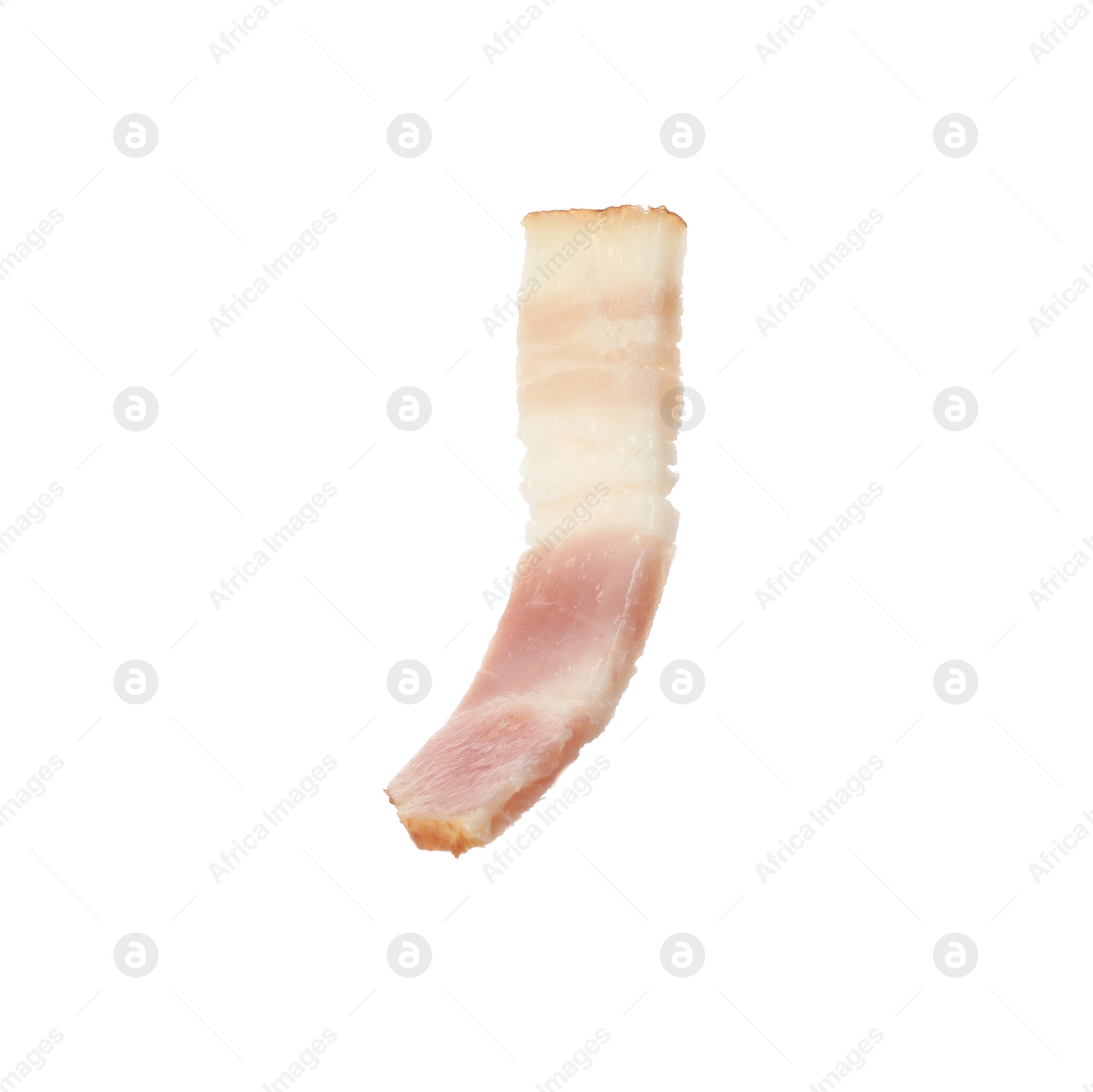 Photo of Cut fresh tasty bacon on white background