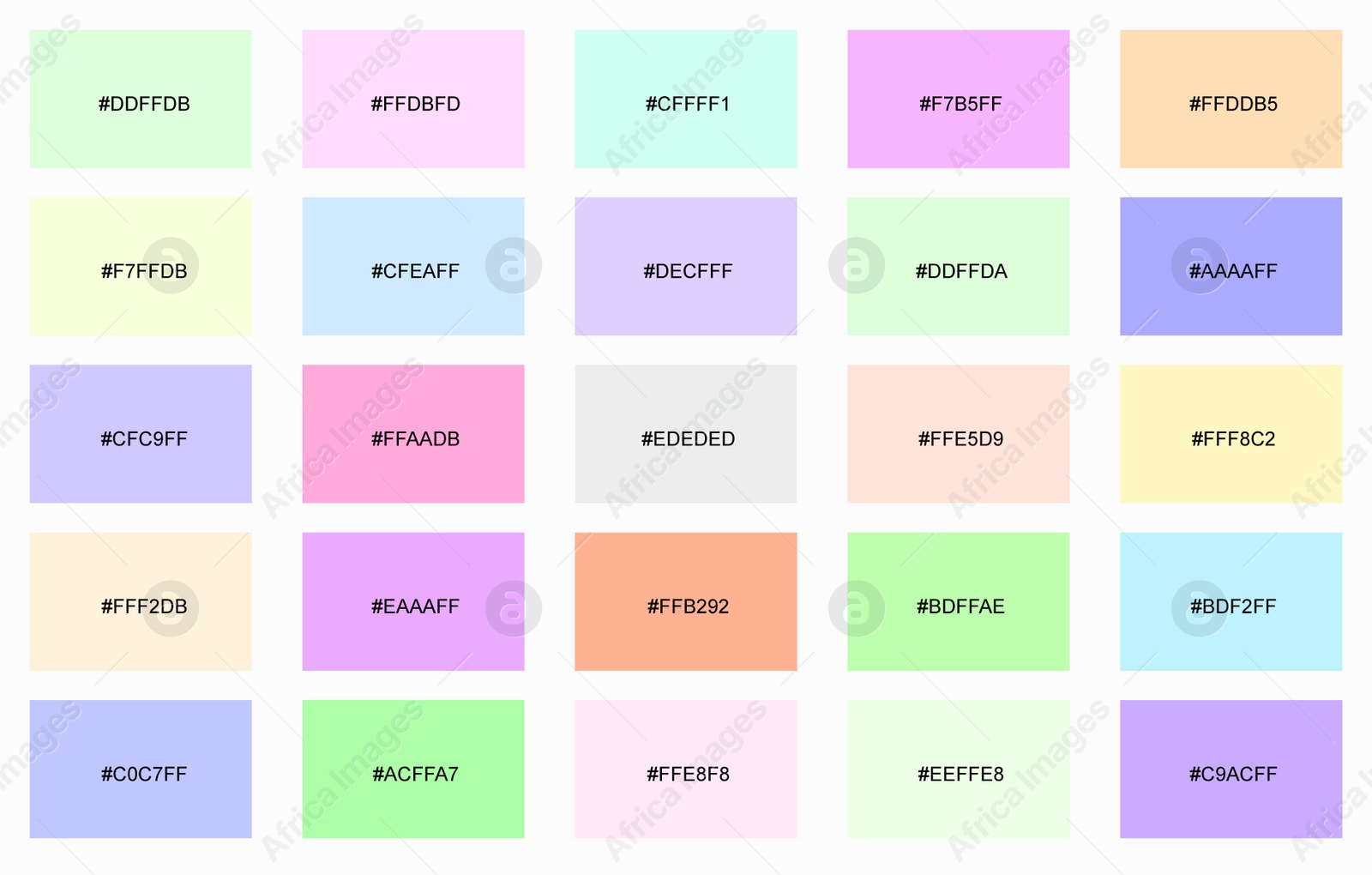 Image of Collection of different color samples on white background, illustration