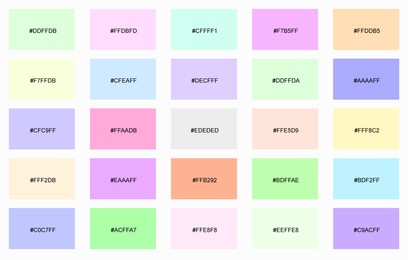 Collection of different color samples on white background, illustration