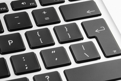 Photo of Closeup view of buttons on modern computer keyboard