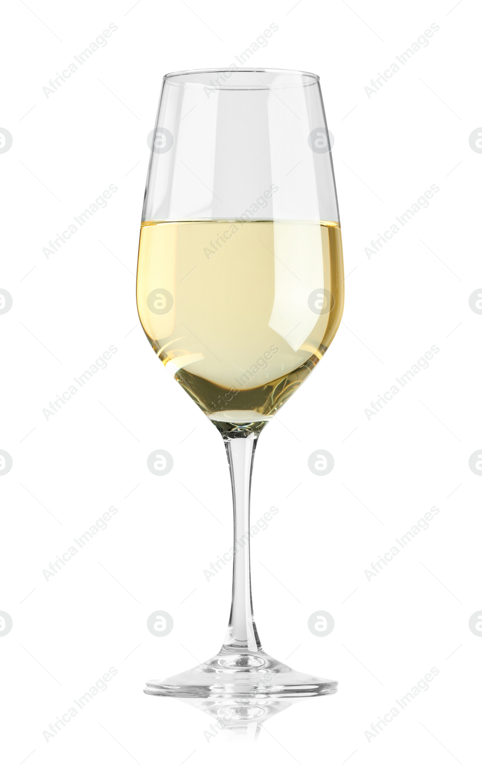 Photo of Tasty wine in glass isolated on white