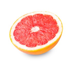 Citrus fruit. Half of fresh grapefruit isolated on white