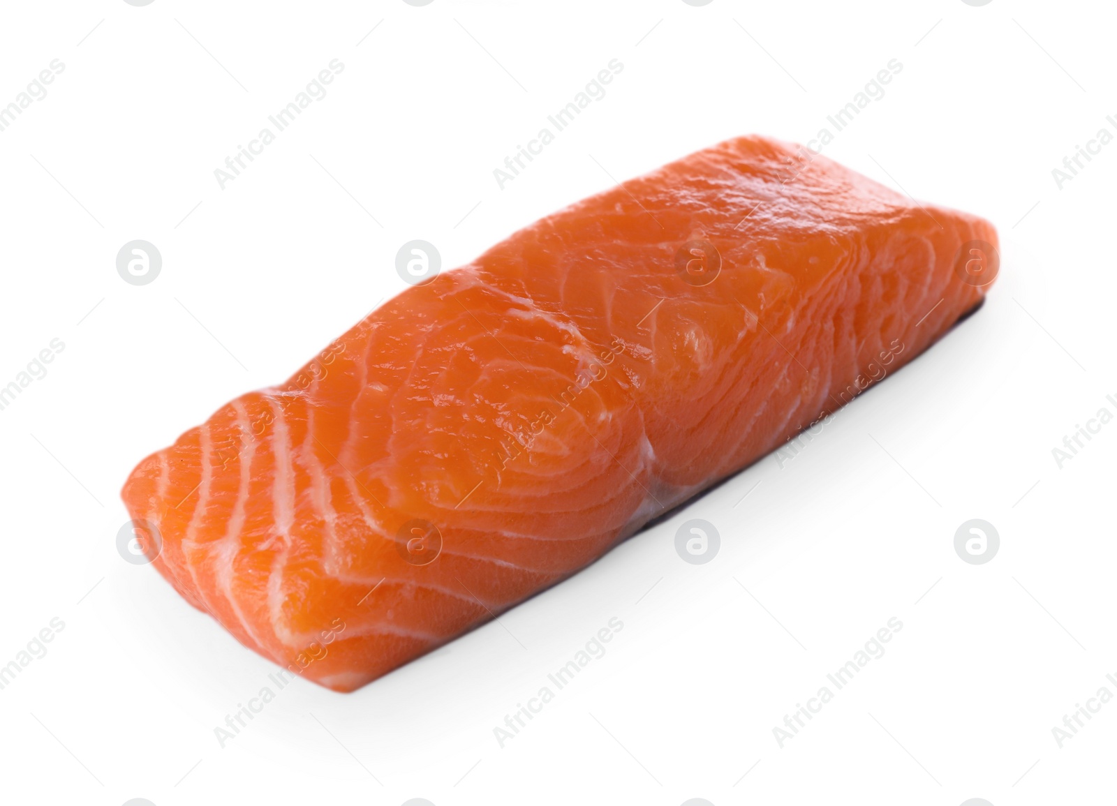 Photo of Piece of fresh raw salmon isolated on white