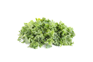 Photo of Fresh green kale leaves isolated on white