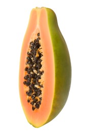Fresh ripe papaya half isolated on white
