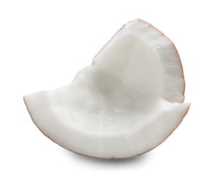 Photo of Piece of fresh ripe coconut isolated on white