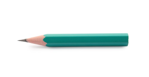 Photo of Sharp graphite pencil isolated on white. School stationery