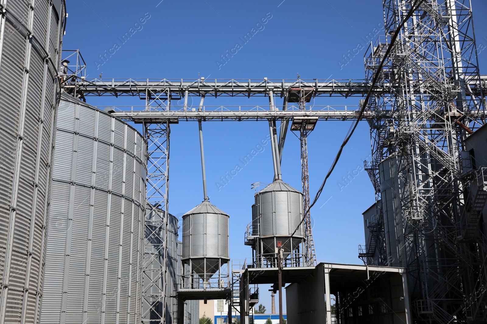 Photo of View of modern granaries for storing cereal grains outdoors