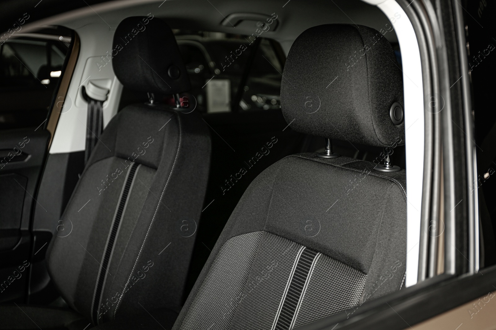 Photo of Modern car interior with comfortable grey seats