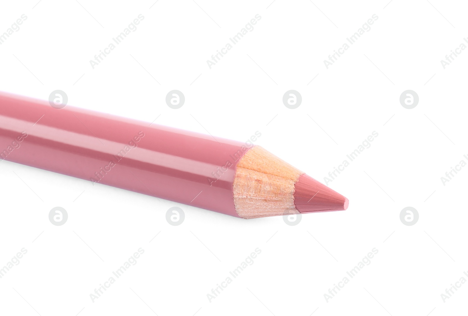 Photo of Lip pencil isolated on white, closeup. Cosmetic product