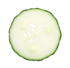 Photo of Slice of fresh cucumber isolated on white