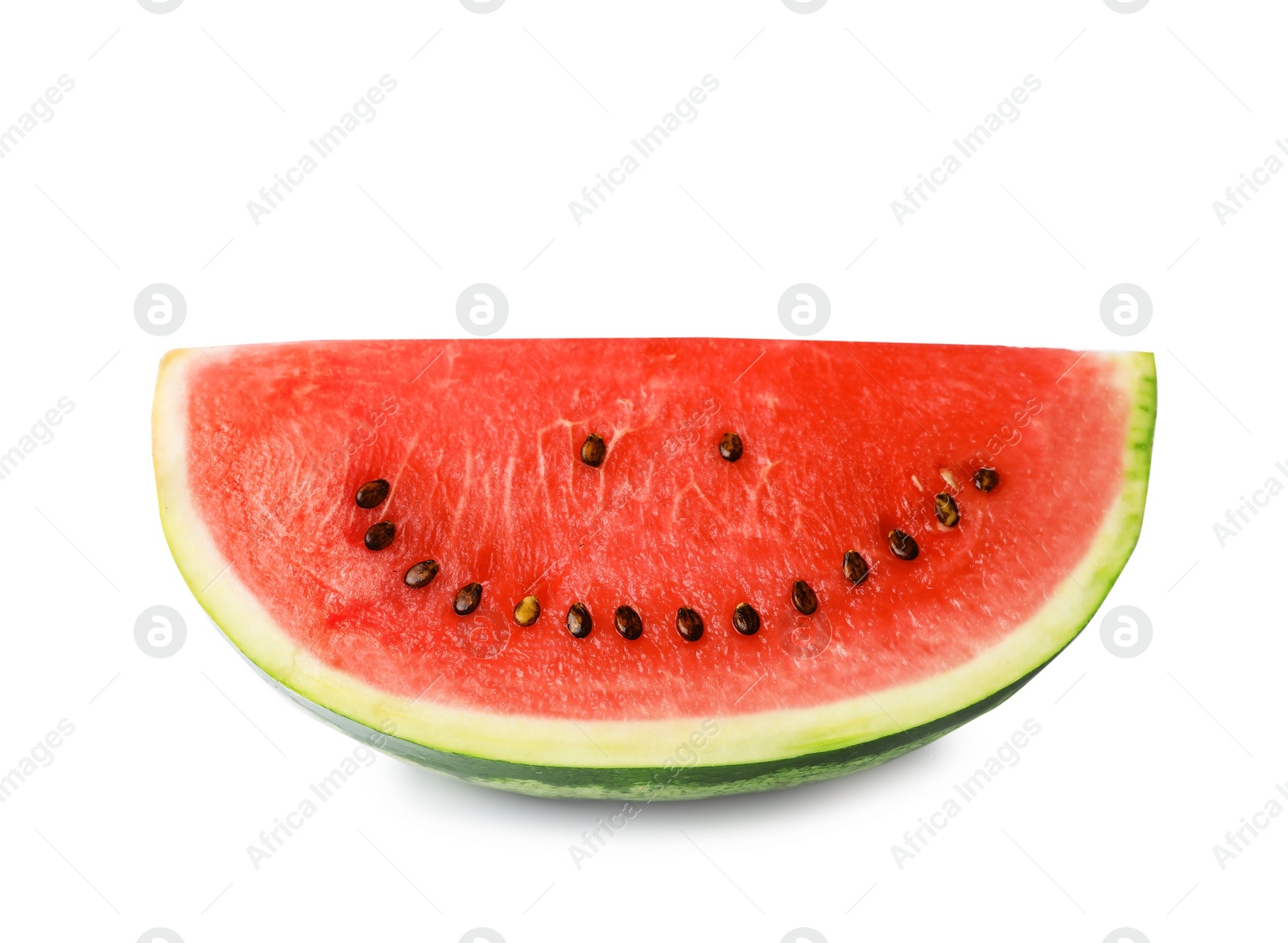 Photo of Watermelon with funny smiling face on white background