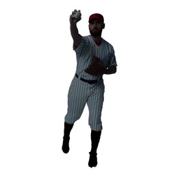 Silhouette of baseball player on white background