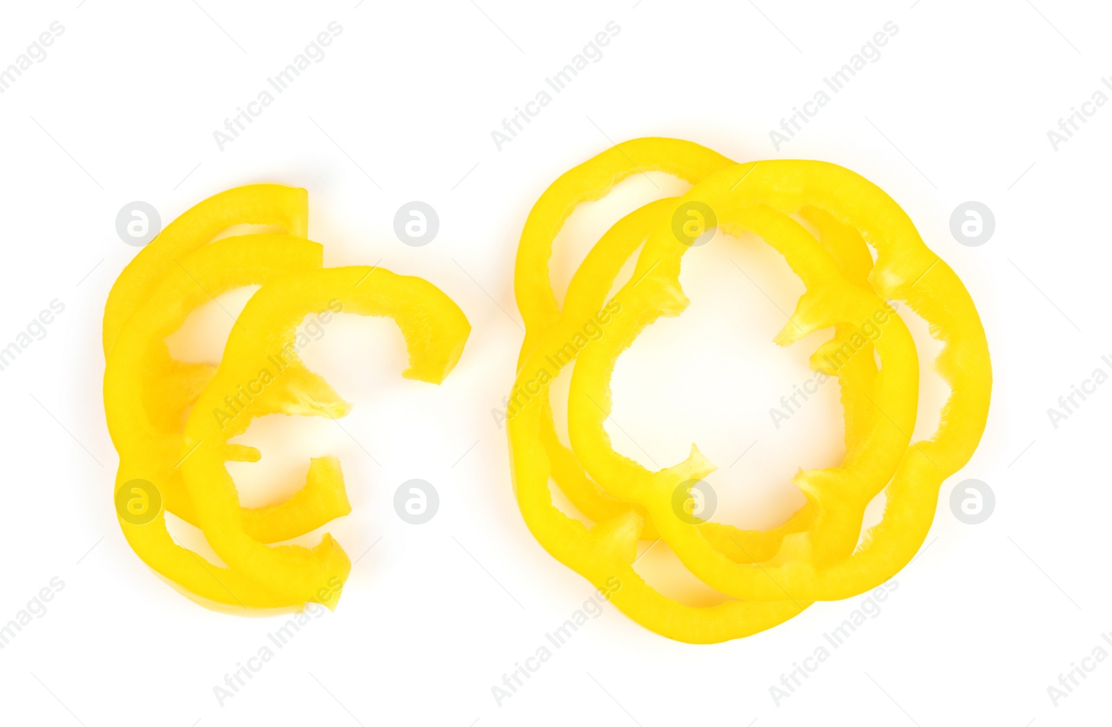 Photo of Cut yellow bell pepper isolated on white