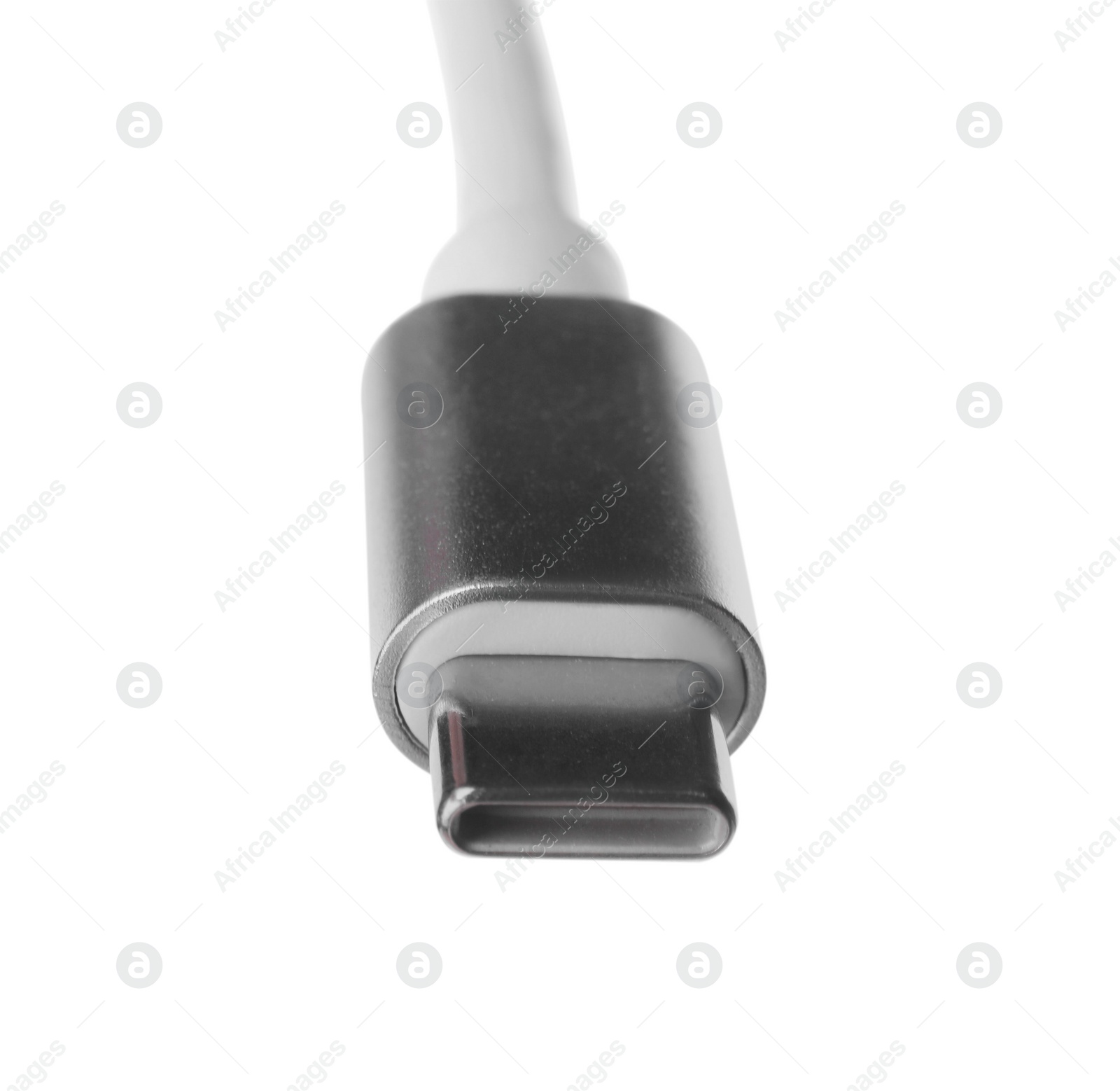 Photo of USB type C cable isolated on white. Modern technology