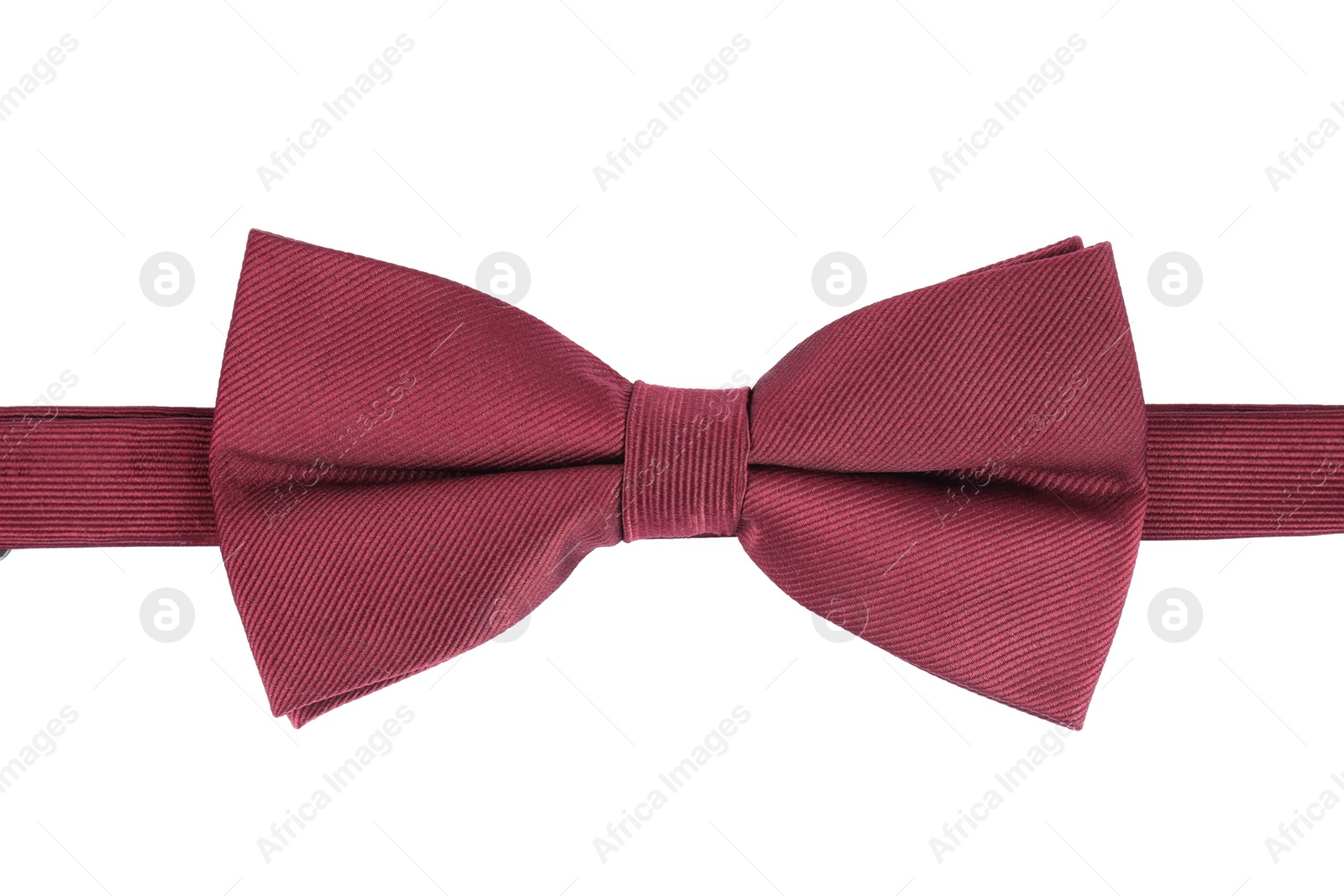 Photo of Stylish burgundy bow tie isolated on white