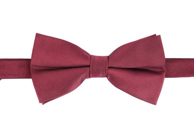 Stylish burgundy bow tie isolated on white