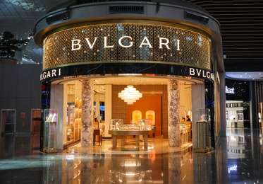 ISTANBUL, TURKEY - AUGUST 13, 2019: Boutique Bulgari in new airport terminal
