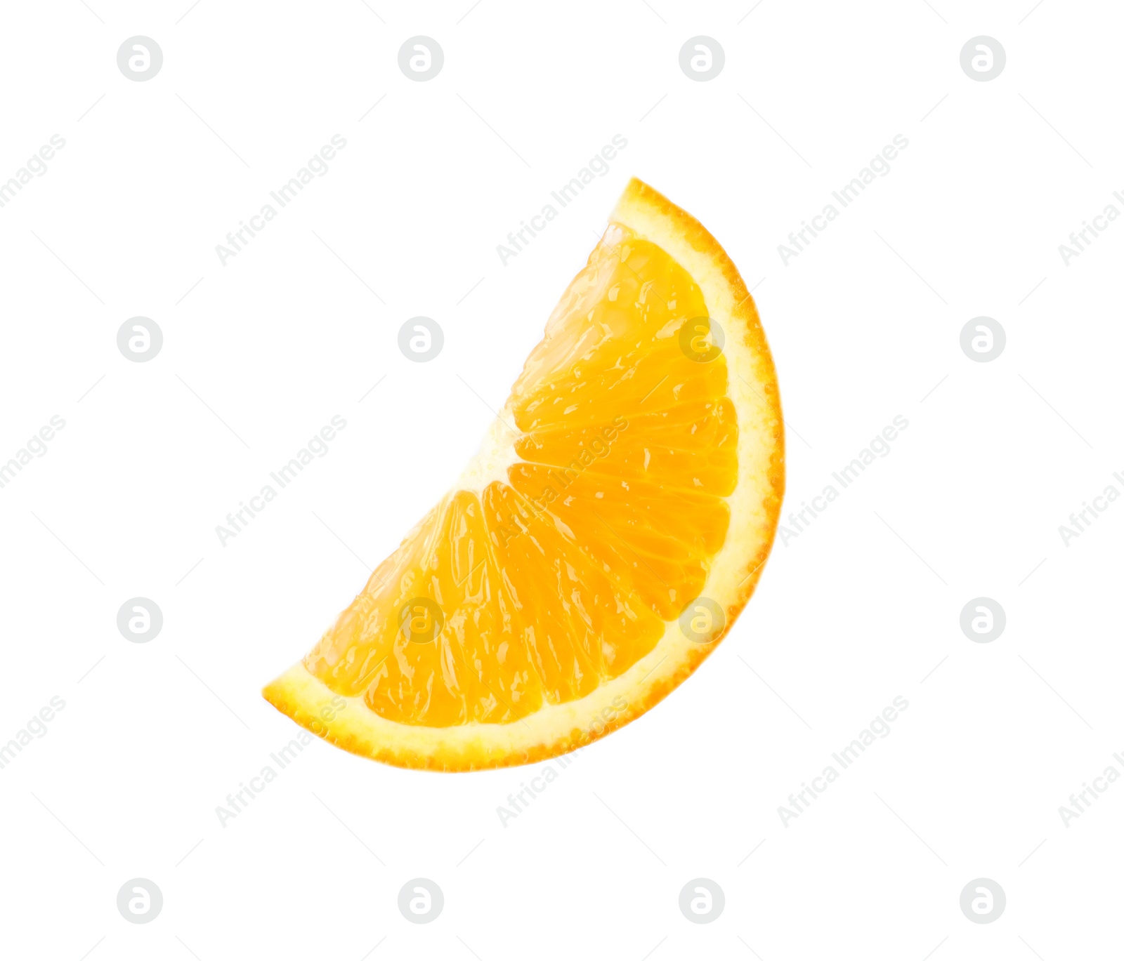 Photo of Slice of ripe orange on white background