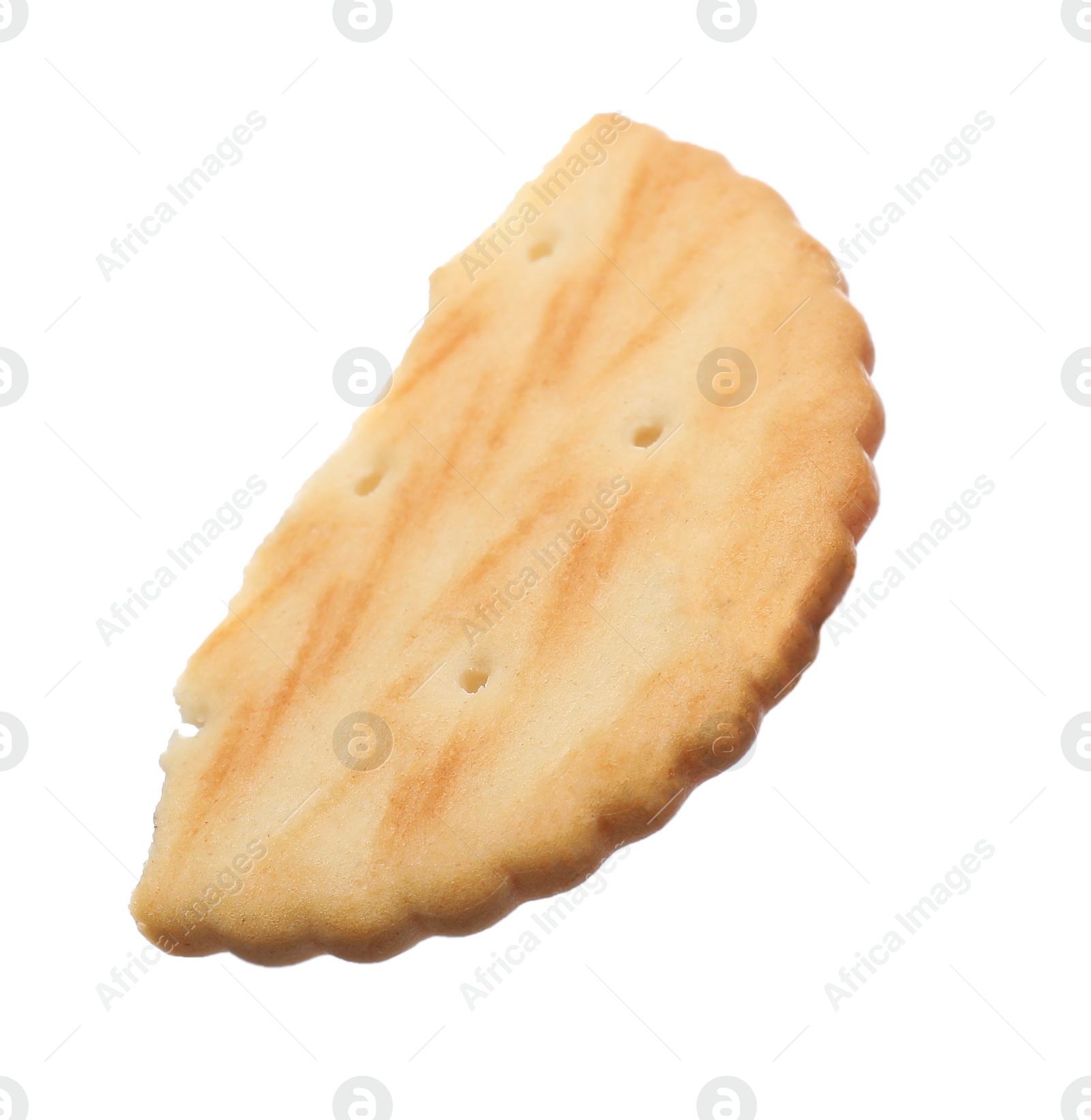 Photo of Piece of tasty cracker isolated on white