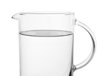 Glass jug with water isolated on white