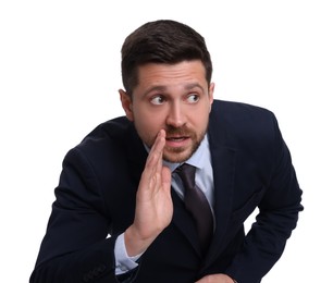 Photo of Handsome bearded businessman in suit on white background