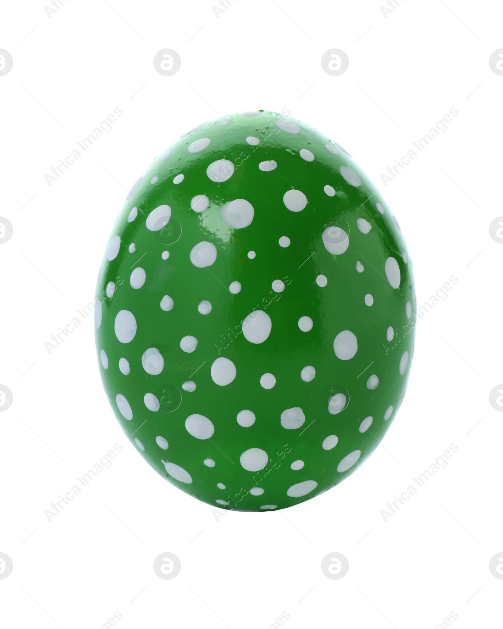 Photo of Decorated Easter egg on white background. Festive tradition