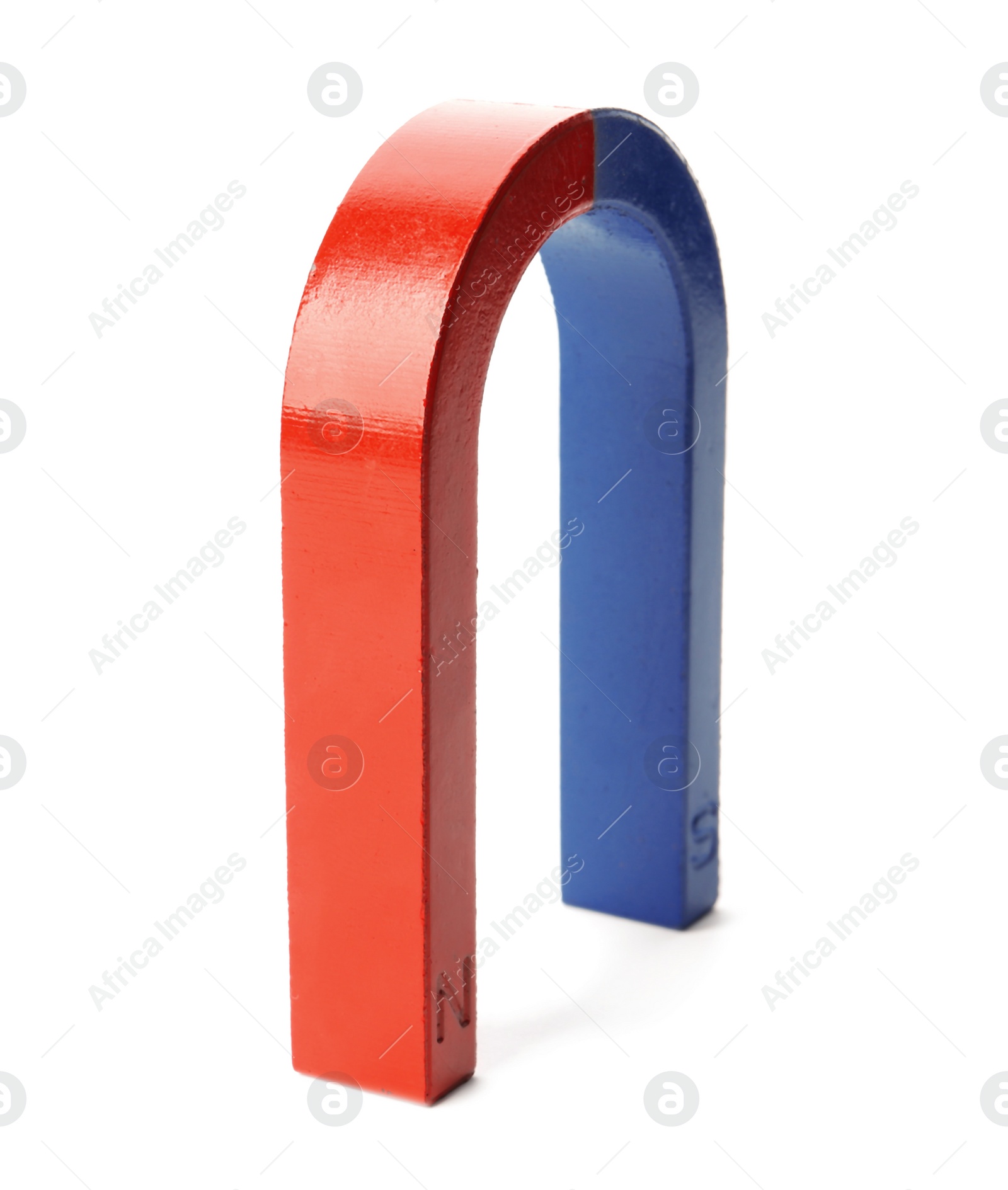 Photo of Red and blue horseshoe magnet isolated on white