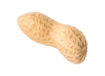 One fresh unpeeled peanut isolated on white