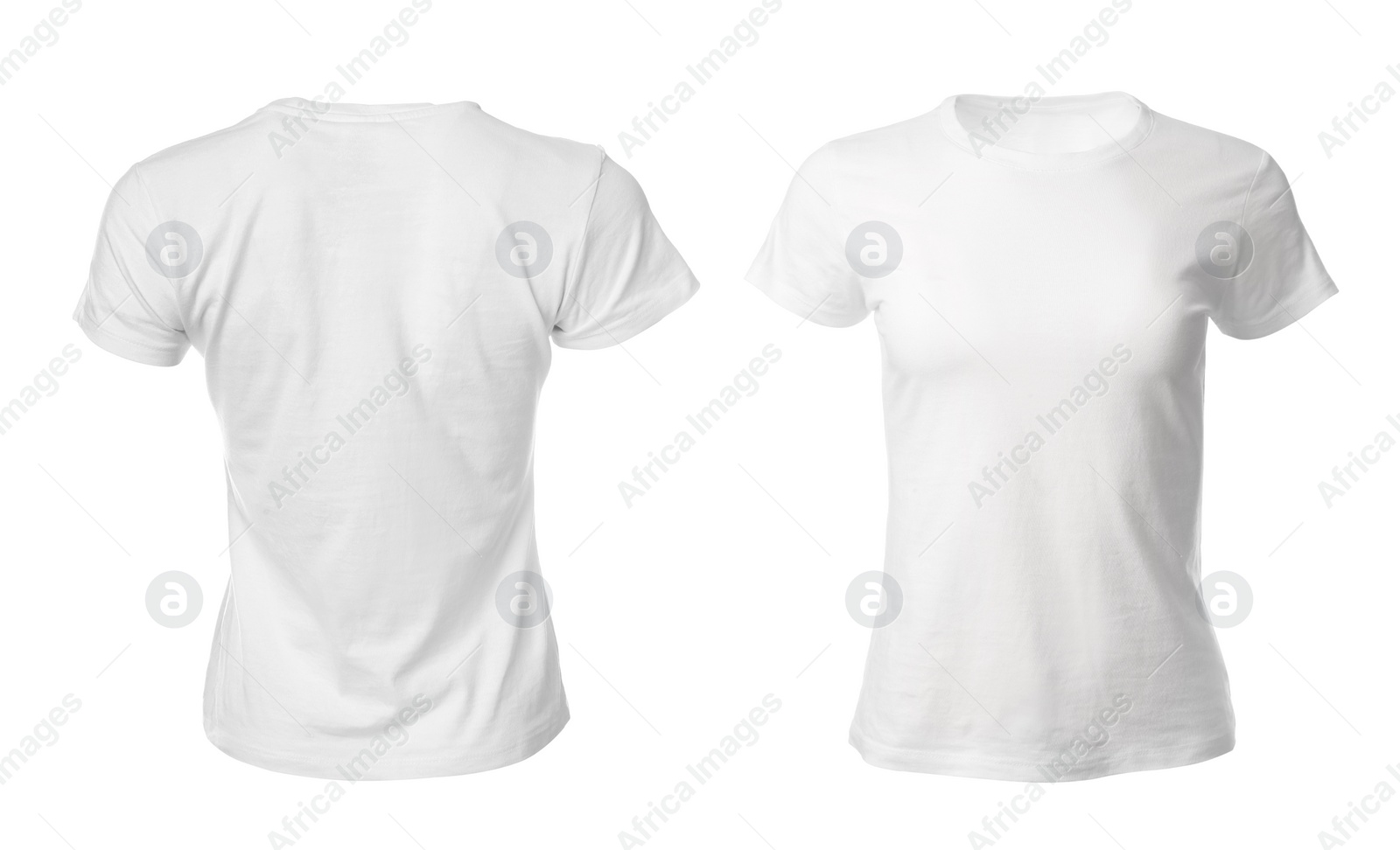 Image of Stylish t-shirts on white background. Space for design