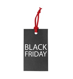 Photo of Tag isolated on white. Black Friday sale