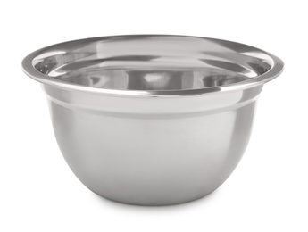 Photo of Empty clean metal bowl isolated on white