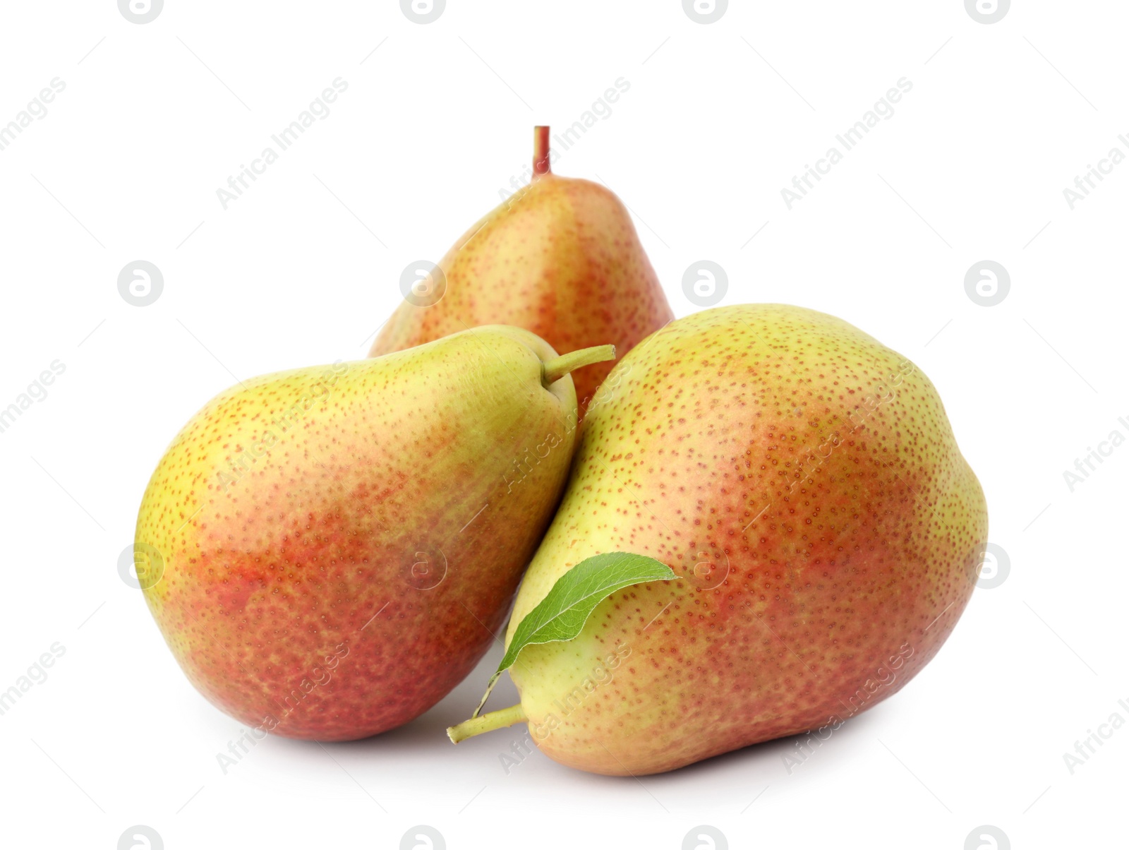 Photo of Heap of ripe juicy pears isolated on white