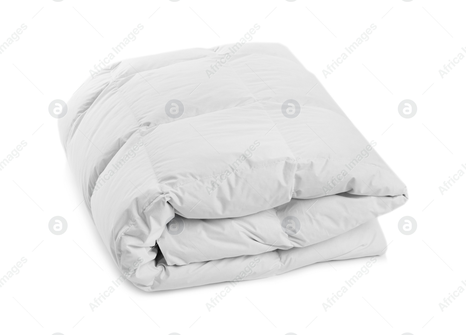 Photo of Folded clean blanket on white background. Household textile