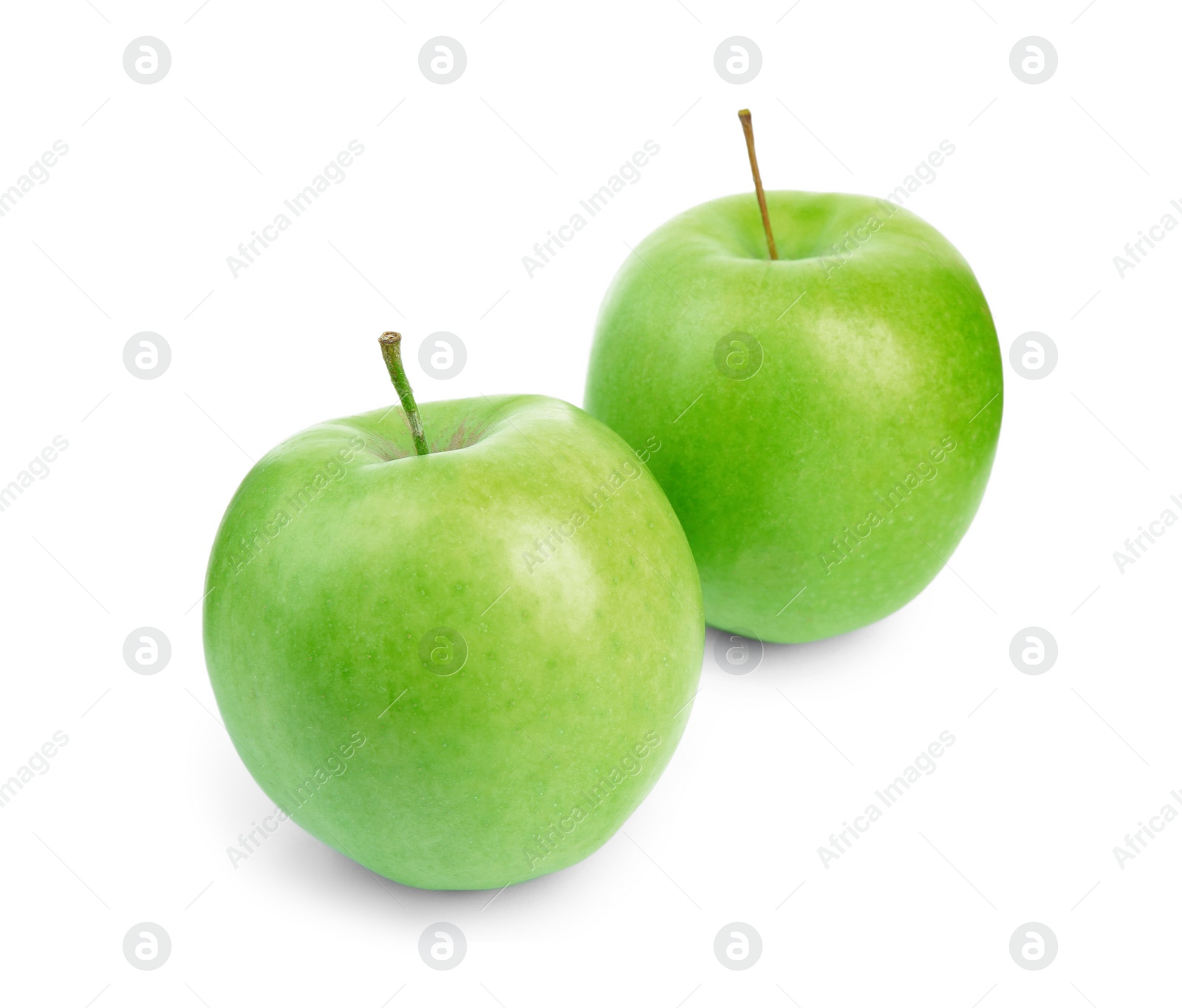 Photo of Fresh ripe green apples on white background