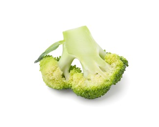 Cut raw green broccoli isolated on white