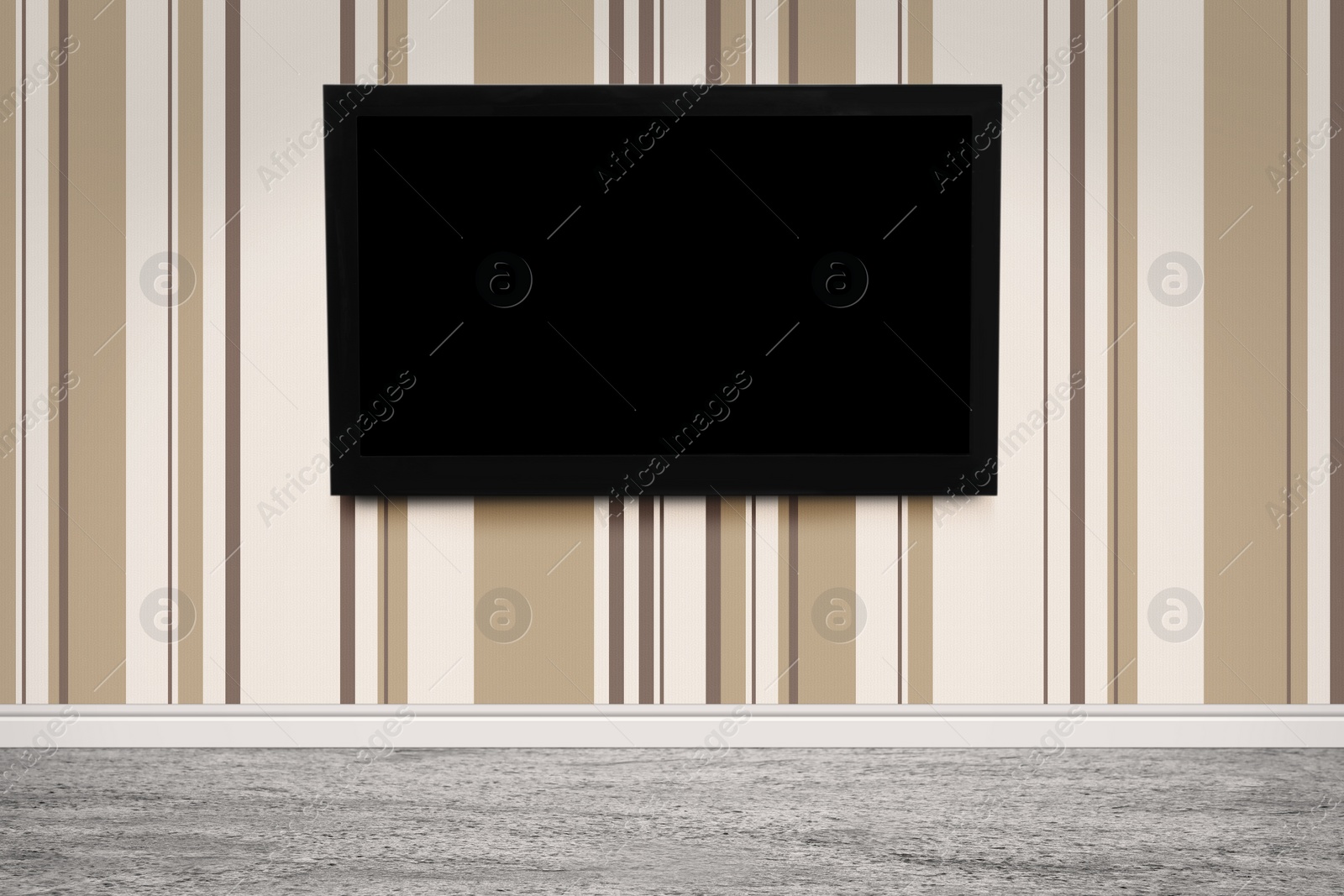 Image of Modern TV on color wall in room. Space for design