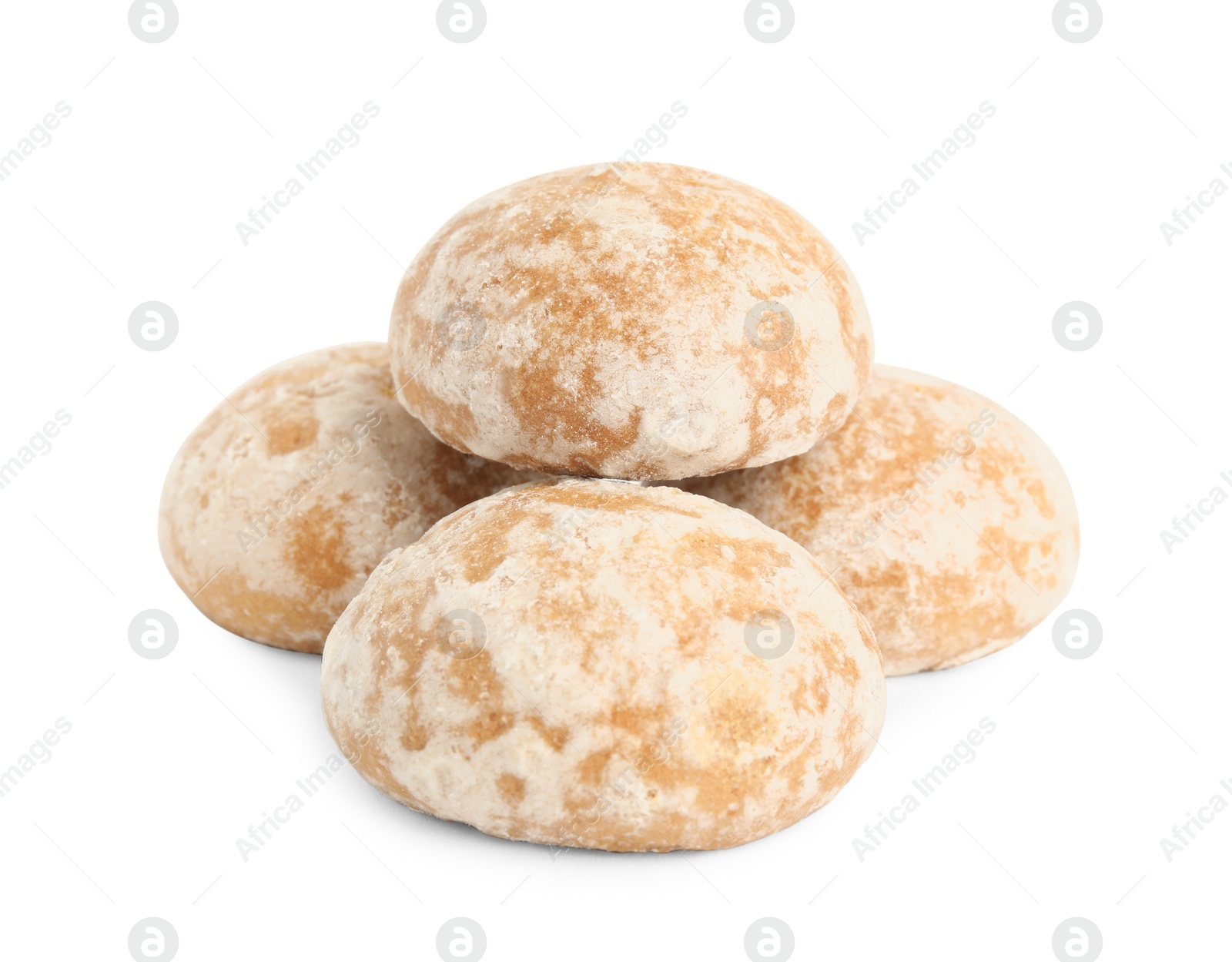 Photo of Tasty homemade gingerbread cookies on white background