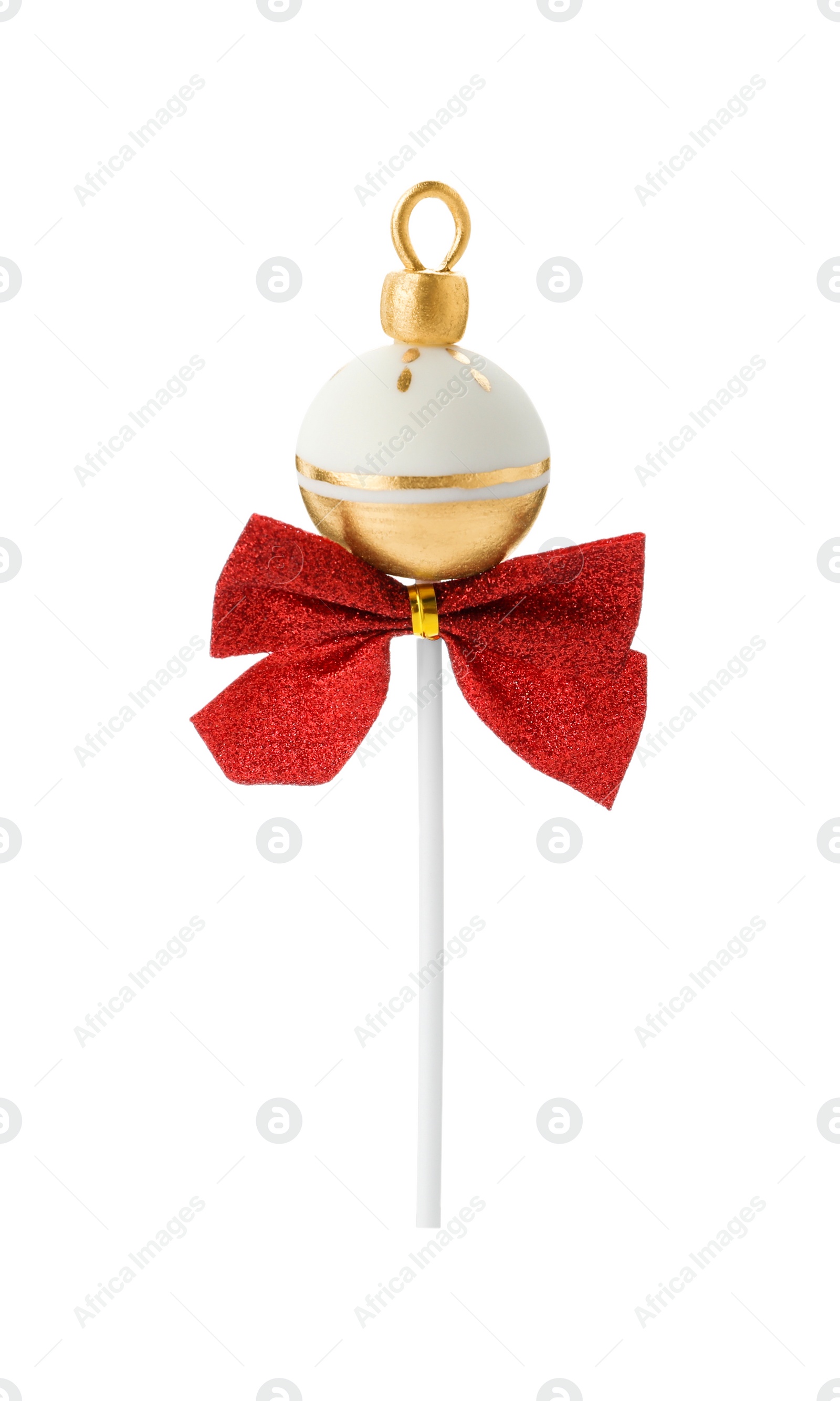 Photo of Delicious Christmas ball cake pop isolated on white