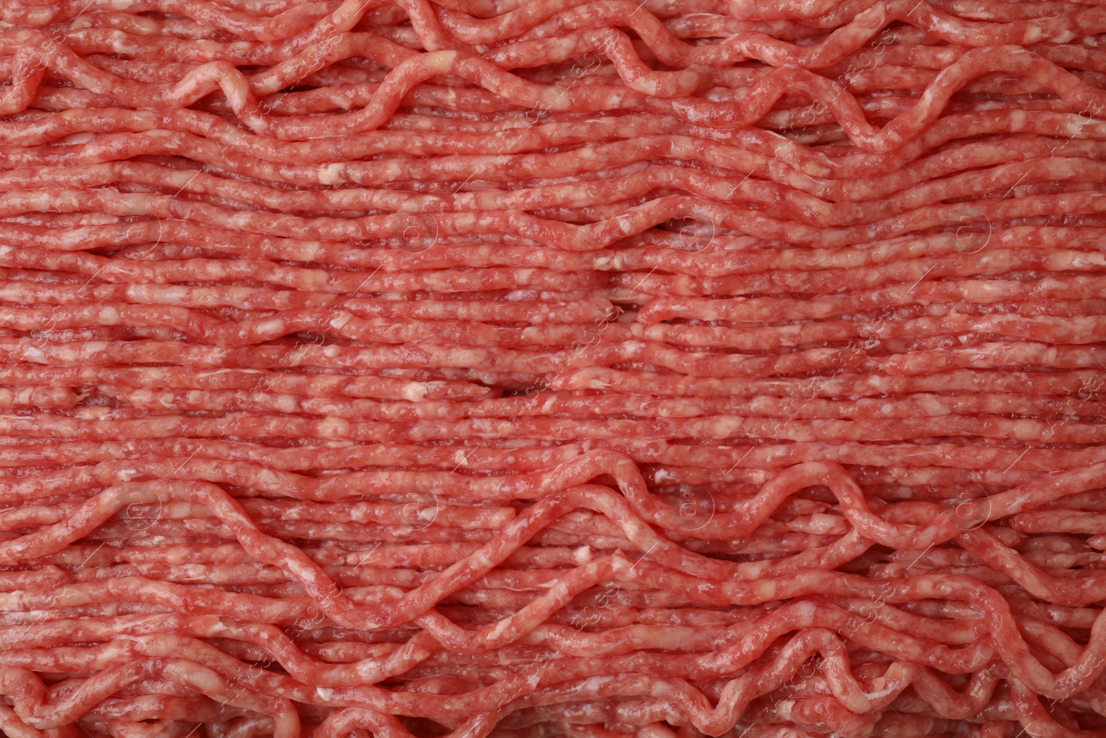 Photo of Fresh raw ground meat as background, top view