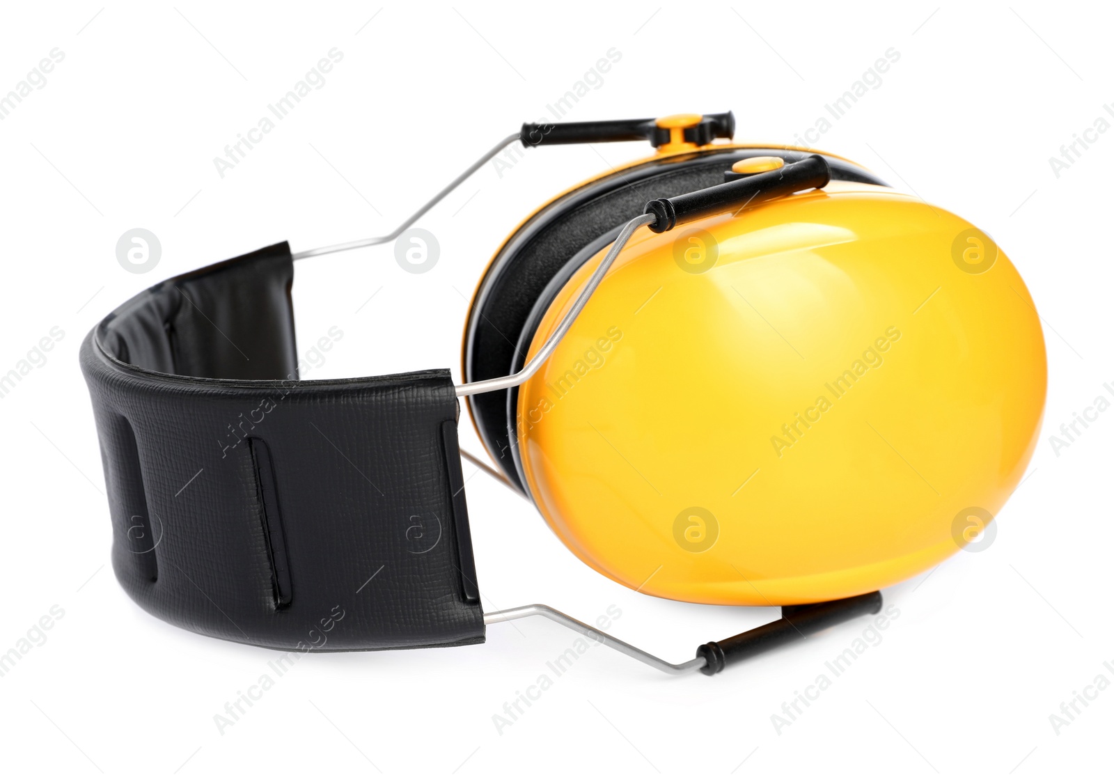 Photo of Protective headphones isolated on white. Safety equipment