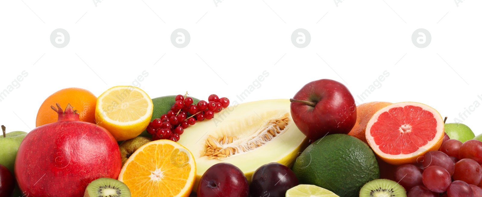 Photo of Many different fresh fruits isolated on white