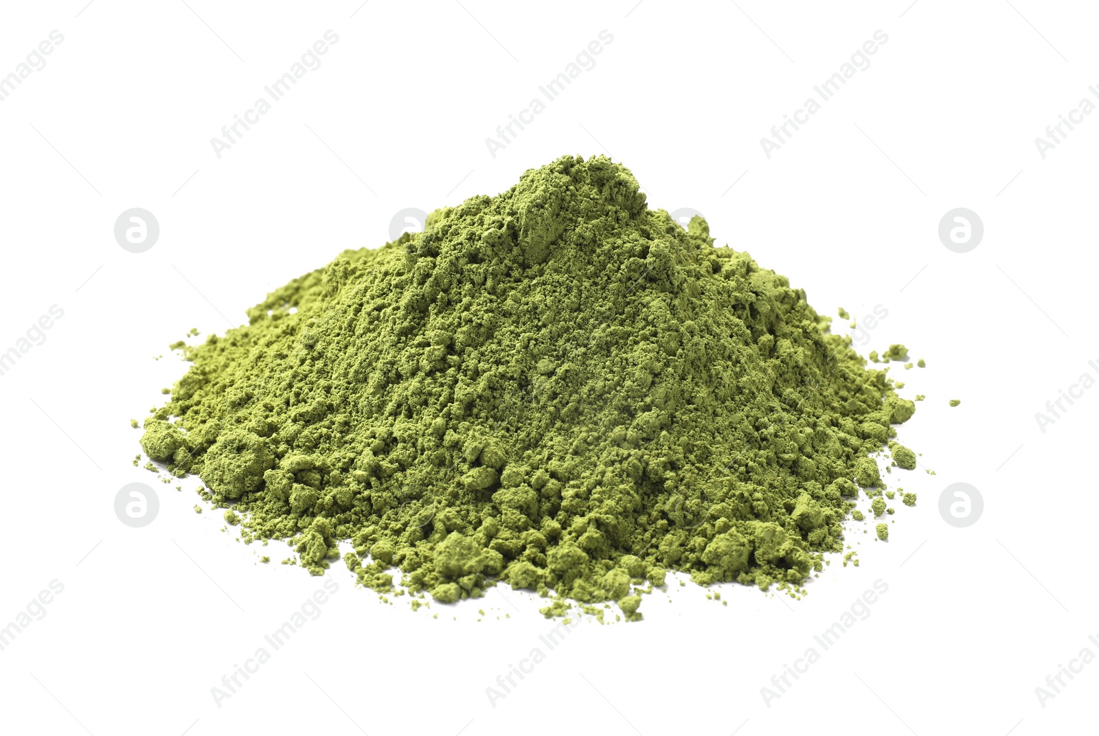 Photo of Pile of green matcha powder isolated on white