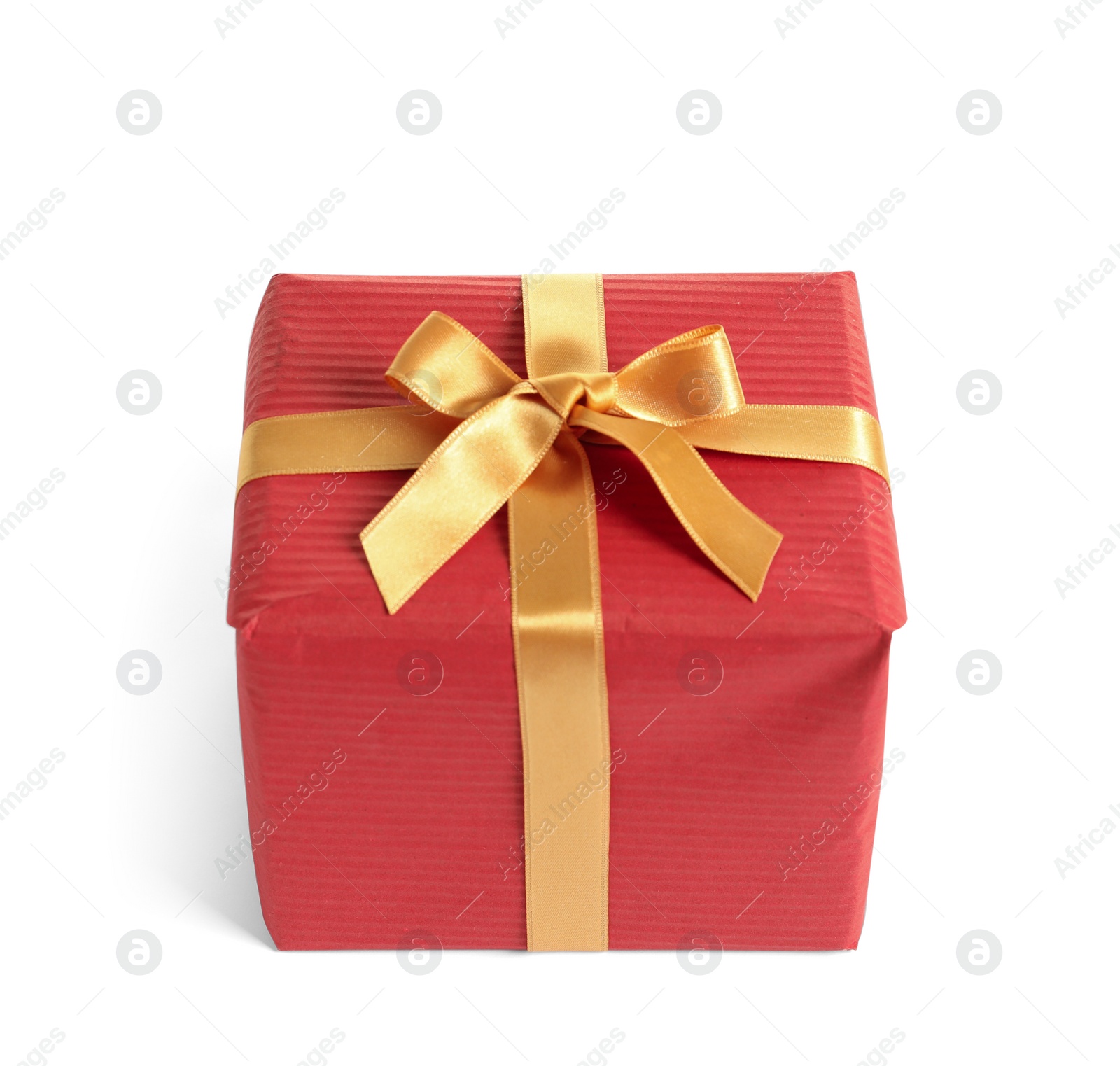 Photo of Beautifully wrapped gift box on white background