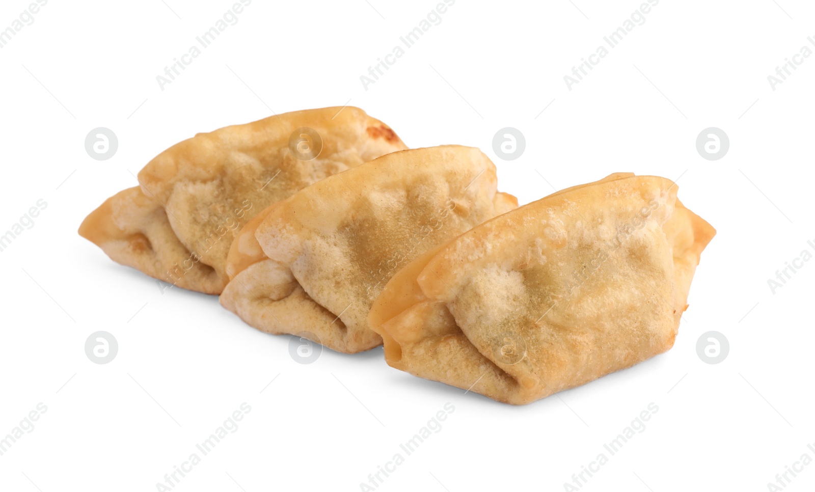 Photo of Delicious gyoza (asian dumplings) isolated on white