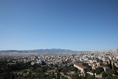 Picturesque view of cityscape with beautiful houses on sunny day